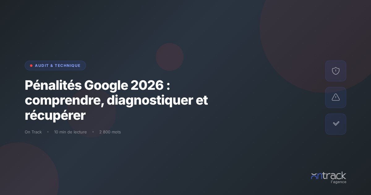 Penalites Google 2026 : comprendre, diagnostiquer et recuperer - On Track